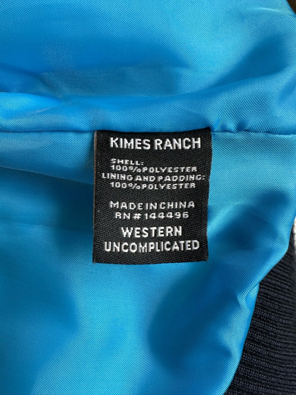 Kimes Ranch Quilted Bomber Jacket in Black with Teal Lining - Picture 3 of 3